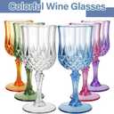 WRINGKIT 24 Pcs Plastic Vintage Wine Glasses, 7 Oz Plastic Colored Water Goblets for Party Wedding, Unbreakable Drinking Glasses Cups with Stem, Reusable Wine Cups for Beer, Cocktail, Whiskey, 6 Color