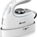 Sundu Mini Travel Steam Iron, 1000W Portable Small Iron with Non-Stick Plate, 300 Steam Holes, 90ml Tank, Safety Base & Digital Temp Control for Quilting Sewing-Silver