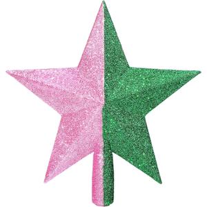 Sosation Christmas Witch Pink and Green Glitter Star Tree Topper Ornaments Witch and Princess Bethlehem Star Xmas Tree Decorative for Halloween Christmas Wizard Party Decoration