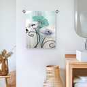 Floral Kitchen Towel Set, Quick Dry Microfiber Cloth Dish Towels 18" x 26", Ombre Art Teal White