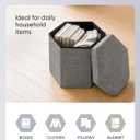 B FSOBEIIALEO Storage Ottoman, 15" Hexagonal Chenille Pouf Ottomans, Grey