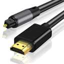 192KHz HDMI ARC to Optical Audio Converter 6FT,ARC to Optical Audio Extractor Cable,Plug & Play, AR C to O ptical Audio Adapte for HDTV to Soundbar,Amplifier-[No CEC]