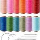 0.55mm Bonded Round Waxed Polyester Thread 76 Yards Each, 12 Rainbow Color Wax Coated String Thin Cord for Micro Macrame, Bracelets Braided, Leather Sewing, Stitching, Beading and Bookbinding