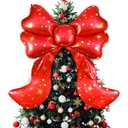Jenaai Extra Large Christmas Tree Topper Bow Balloon 69x60 Inch Giant Red Bow Balloon Christmas Party Decorations for Holiday Xmas Wreath Outdoor Front Door Home Wall Backdrop Decor(Snowflake)