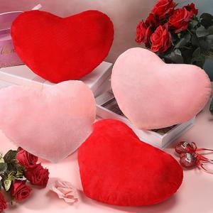 Queekay 4 Pcs Valentine Heart Pillow Cute Plush Cushion Toy Valentine Throw Heart Shaped Pillow Decorative Stuffed Plush Toy for Friends Bed Chair Sofa Cars(Red, Pink)