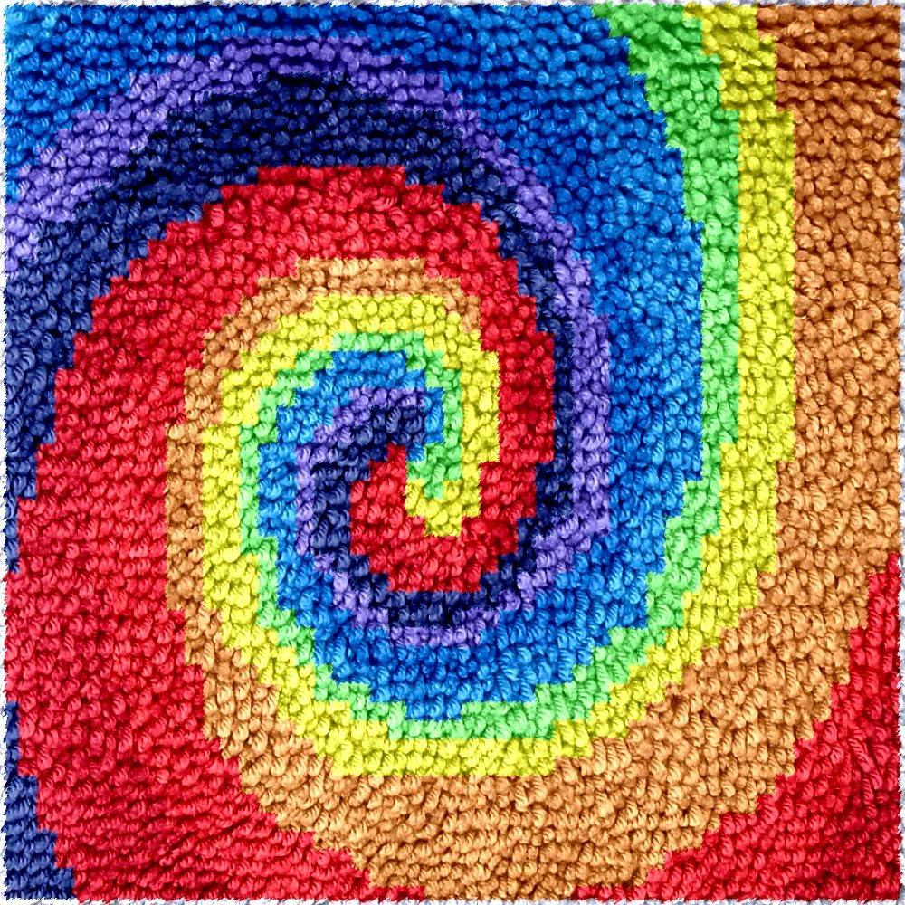 Numptain Latch Hook Kits for Adults,DIY Rug Crafts Love Rainbow Pattern Color Printed Canvas,Latch Hook Kits for Beginners Handmade Needlework Crafts Home Decoration,12"x12" NT4