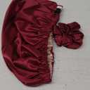 YANIBEST Adjustable Silk Bonnet Double Layer Satin Bonnet Hair Bonnet for Sleeping Bonnets for Women Hats Curly Natural Hair, Burgundy (One Size)