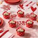 Valentine's Day Cupcake Toppers | 24 Pack, Pink, Red, Cupid, Heart, Party Decor, Love, Romantic, Valentine Cake Decorations