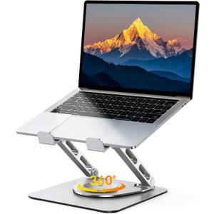 RIWUCT 360 Rotatable Laptop Stand for Desk Adjustable Height, Ergonomic Laptop Riser Holder with Dual-bar Support, Portable Computer Notebook Stand for MacBook Air Pro, Dell XPS, HP (10-16")
