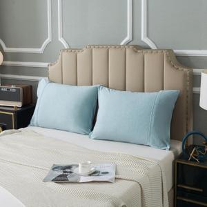 H Household 100% Jersey Cotton Pillowcase-Light Weight, Comfortable Super Soft and Breathable Yarn-Dyed Pillow Cases with Envelope Closure (Aqua Blue, Standard Size (20" x 30"))