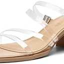 DREAM PAIRS Women's Strappy Heels Block Open Toe Low Heel Chunky Mules Sandals Dress Shoes, Size 7.5