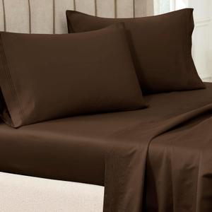 Superior 100% Egyptian Cotton 650 Thread Count, King 2-Piece Pillowcase Set, Single Ply, Solid, Chocolate
