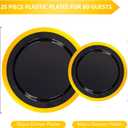 supernal 120pcs Black and Gold Plastic Plates Disposable Fancy Elegant Party Plates Heavy Duty Gold Plastic Dinnerware with Dinner and Dessert Size for Party, Valentine's Day Party and Wedding