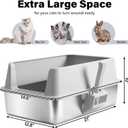 XL Stainless Steel Litter Box with Lid, Extra Large High Sided Metal Cat Litter Box with Mat and Scooper, Easy Clean, Non Stick & No Smell,2pack