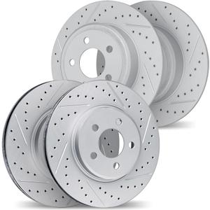 4 x DFC Front and Rear Brake Rotors Fits 2002-2006 Acura RSX | Drilled Slotted Disc Brake Rotors| 10.3" Front & 10.2" Rear