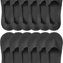 Lomitract Thin No Show Socks (Women 5-12), Made of Ice Silk Surface on the Surface & Cotton on the Bottom (F-black*6pairs)