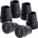 Wellbrite 6 Pack Replacement Rubber Cane Tips for Canes, Walking Sticks, Walkers (Black, 3/4 Inch Tip)