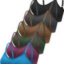 Geyoga 6 Pcs Sports Bra for Women, No Underwire Wireless Bralette Support Padded Cami Bra Seamless Camisole Tank Top (Large, Stylish Colors)