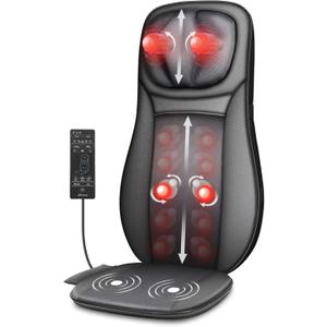 Snailax shiatsu Neck & Back Massager with Heat, Full Back Kneading Shiatsu or Rolling Massage, Massage Chair pad with Height Adjustment, Back Massager for Neck and Shoulder