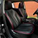 PINCTROT Car Seat Covers Front Set, Breathable Soft Pebbled Leather, Luxury Waterproof Seat Cushion, Airbag Compatible, Seat Protector Universal Fit Most Cars (Front Set, Black Red Trim)