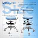 Rolling Stool with Removable Footrest Lab Salon Chair Height Adjustable 360 Swivel Stool for Dentist with Unique Backrest Design, 22.04 Inches X 9.84 Inches
