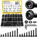 1500PCS M4 Screws with Nuts Assortment Kit, M4x6/8/12/16/20/25/30/40 mm Hex Socket Button & Cap Head Bolts Nut and Washers Set, 12.9 & 10.9 Grade Black Zinc Plated for DIY, 3D Printer