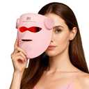 INIA Glow 4D Wireless Red Light Therapy Mask for face Dual NIR, 320 LEDs, 4 Modes, Under-Eye Cooling, Cordless & Rechargeable LED Face Mask for Home & Travel, Skincare Gifts for Women Mom Wife, Pink