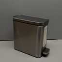 Home Zone Living 1.3 Gallon Small Bathroom Trash Can with Lid and Step Pedal, Stainless Steel Wastebasket with Slim Design for Home and Office, Silver, 5 Liters