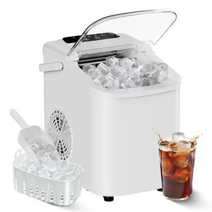 OLIXIS Countertop Ice Maker with Self-Cleaning, Portable Ice Maker Machine with Scoop, 26Lbs/24H, 9 Cubes in 6 Mins, 2 Sizes of Bullet for Home, Kitchen, Office, White