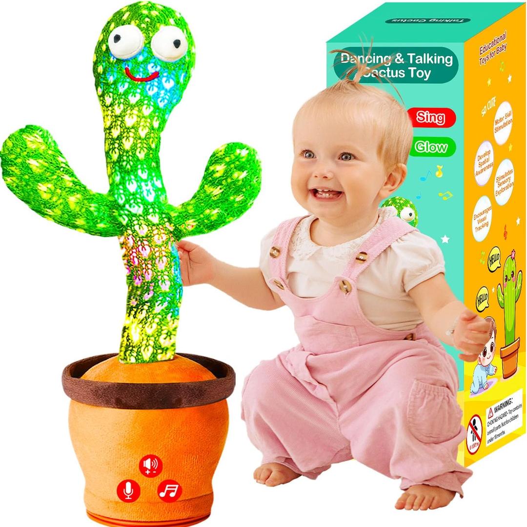 Baby Toys Interactive, Dancing Talking Cactus Toy Volume Adjustable, Mimicking Singing Repeating, Toddler Infant Baby Toys Gifts for Boys Girls, Valentine Gifts for Kids Baby Toddler
