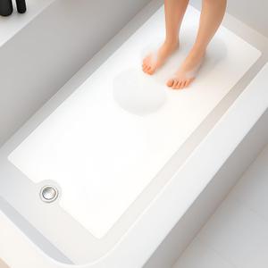 Anti Slip Non Skid Bathtub Mat, 2 Roll 16" x 40" White Bath Mat, Adhesive Vinyl Peel and Stick Bath Shower Mat, Pack of 2 Safety Mat with Drain Cut-Out, Bathtub Sticker for Shower Floor Boat Wet Areas