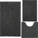 BOANKODU Bathroom Rugs Chenille Bath Mat Set 3-Piece Bath Rugs for Bathroom Extra Soft Bath Mats for Bathroom Non Slip Absorbent Shag Machine Washable, Strong PVC Underside (Grey)
