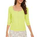 Women's Short Sleeve Cropped Cardigan Button Down Sweater Lightweight Knit Shrugs, Size Large 