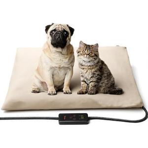 Toozey Pet Heating Pad, 6 Adjustable Temperature Dog Cat Heating Pad with Timer, Waterproof Heated Dog Bed with Chew Resistant Cord, Indoor Electric Pet Heated Mat 28x20in