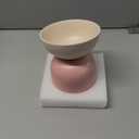 Elevated Ceramic Cat Food Bowl - 5.5" Wide Dish for Whikser Friendly, 6.6" Height for Easy Feeding, Lead & Cadmium Free, Durable Raised Cat Food Bowls, Pink