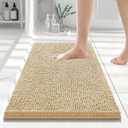 Smiry Luxury Chenille Bathroom Rugs 24x16, Extra Soft and Absorbent Shaggy Bath Mat, Machine Washable, Non-Slip Plush Carpet Runner for Tub, Shower, and Floor, Home Decor Accessories, Beige