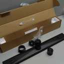 Linear Shower Drain, 24 Inch Matte Black 304 Stainless Steel Shower Drain with Tile Insert Panels, Long Rectangle Shower Floor Drain with Adjustable Feet, Hair Catcher, Fits Bathroom, Balcony