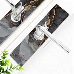 Stone Faucet Mat for Kitchen Sink, 15.7" Fast Drying Around Faucet Diatomite Mat Black Marble Sink Splash Guard Water-Absorbing Stone Tray for Kitchen Bathroom Counter (15.7" x 3.9")