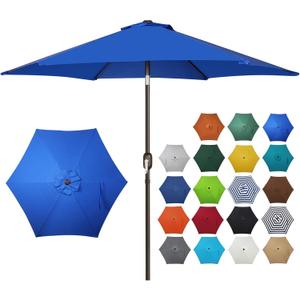 Blissun 7.5 ft Patio Umbrella, Yard Umbrella, Outdoor Market Umbrella with Push Button Tilt Crank, Royal Blue
