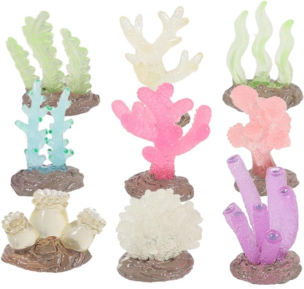 DOITOOL Glow in The Dark Aquarium Coral Reef Decor Mini Artificial Coral Ornament for Fish Tank 1.34 Inch Simulation Plant Decoration for Freshwater and Saltwater Tanks