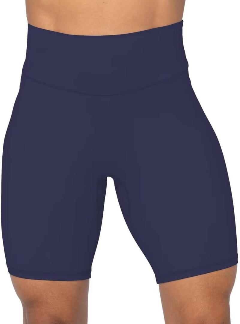 Sunzel No Front Seam High Waist Biker Shorts for Women, Squat Proof Yoga Workout Gym Bike Shorts 8" Inseam, Ash Blue, Large