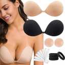 2 Pack Invisible Sticky Adhesive Bra Tape Strapless Reusable Push Up Backless Hair Bands Nipple Covers Seamless Stick On Bra (S)