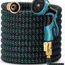 50 ft Expandable Garden Hose-2026 Upgraded Expanding Water Hose with 10 Function Nozzle, 3/4" Solid Brass Fittings, 5-Layer Latex Core, No-Kink Flexible Retractable Hose for Patio, RV, Car Washing