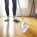 Angle Broom for Hardwood Floors - Soft Bristled Indoor & Kitchen Broom (Light Pink)