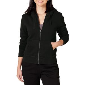 Amazon Essentials Women's Sherpa-Lined Fleece Full-Zip Hooded Jacket with Drawstring (Large, Black)