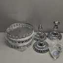 3 Pcs Silver Cake Stand Set,Round Cake Stand with Crystal Bling Pendants & Mirrored Base,Elegant Silver Dessert Table Display for Weddings Birthdays Parties