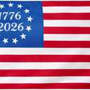 USA 250th America Anniversary 1776-2026 Betsy Ross Flag 3x5 Ft Historic 13 Star American Flag - Lightweight Poly-Cotton Patriotic Flag for Home Yard Porch Events Indoor Outdoor (USA 17762026)