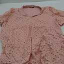 BTFBM Womens Boho Summer Dresses 2025 Resort V Neck Short Sleeve Hollow Out Lace Ruffle Casual Beach Mini Vacation Dress, XXL