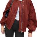 Yousify Winter Jackets for Women Fashion 2024 Casual Puffer Coat Zip Up Lightweight Short Jacket S-2XL (Large, 07 Burgundy)