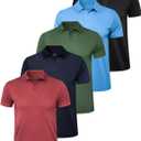 OYGSieg 5 Pack Mens Polo Shirts Golf Shirts for Men (X-Large, Black/ Navy/ Red/ Army Green/ Sky Blue)